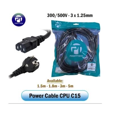 Cable power cord to c13 proff tech 5m 3x1.25mm for psu cpu pc monitor rice cooker - Kabel power supply profftech 5 meter