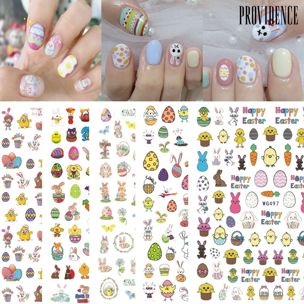 Stiker Kuku Motif Telur Paskah Mudah Dilepas Untuk Dekorasi Manicure