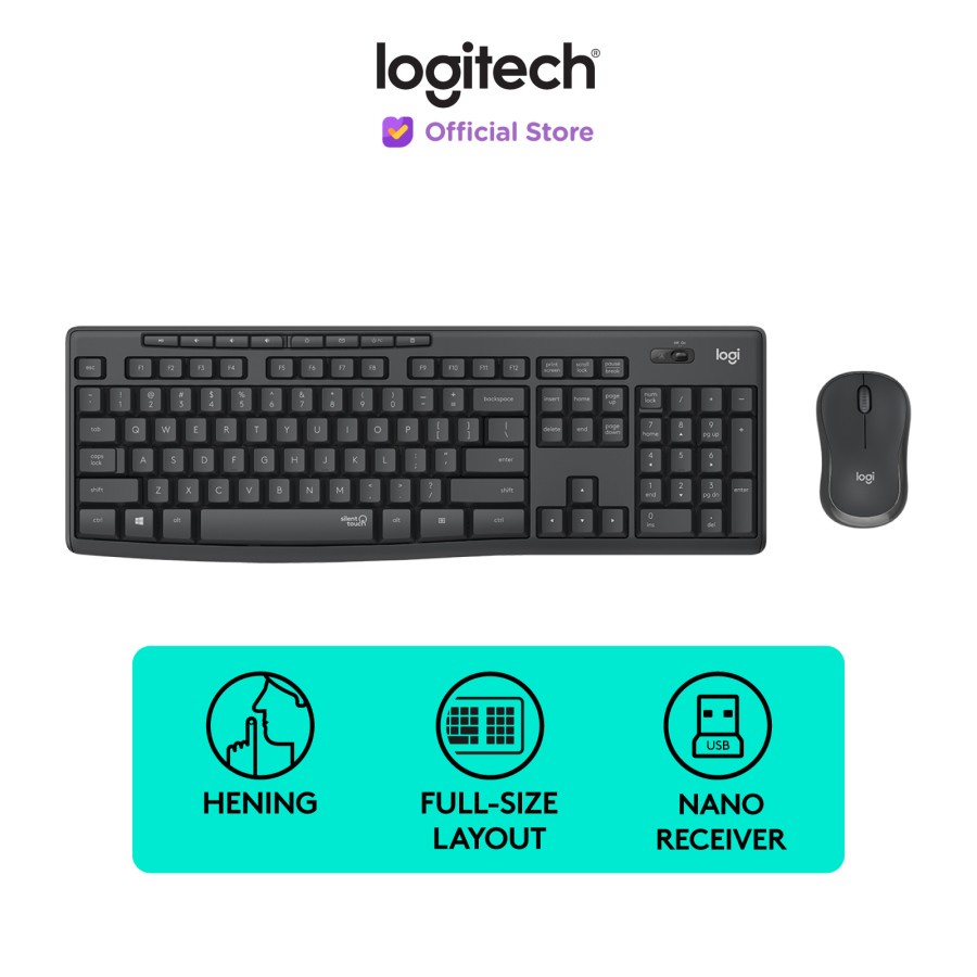 Logitech MK295 Combo Keyboard dan Mouse Wireless Silent MultimediaKeys