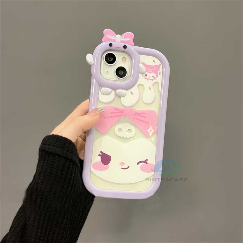 Realme 10 C55 C30 C31 C33 C35 C21Y C25Y RealmeC11 C25 C17 C15 C12 C3 C2 7i 5 5i 6i Kuromi Little Monster Frame Lensa Phone Case Binteacase