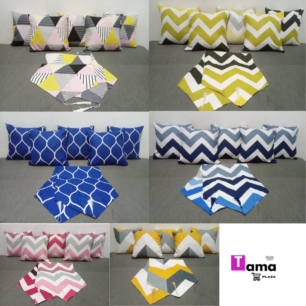 Paket Sarung Bantal Sofa dan Taplak Meja Tamu - Motif Lengkap