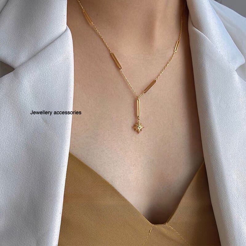 Kalung Titanium Juntai Elegant Gold Korea Fashion Style Trending