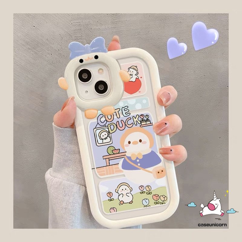 Soft Case Desain Kartun Bebek Monster 3D Untuk iPhone 11 14 12 13 Pro MAX 6 6s 7 8 14 Plus XR X XS MAX SE 2020