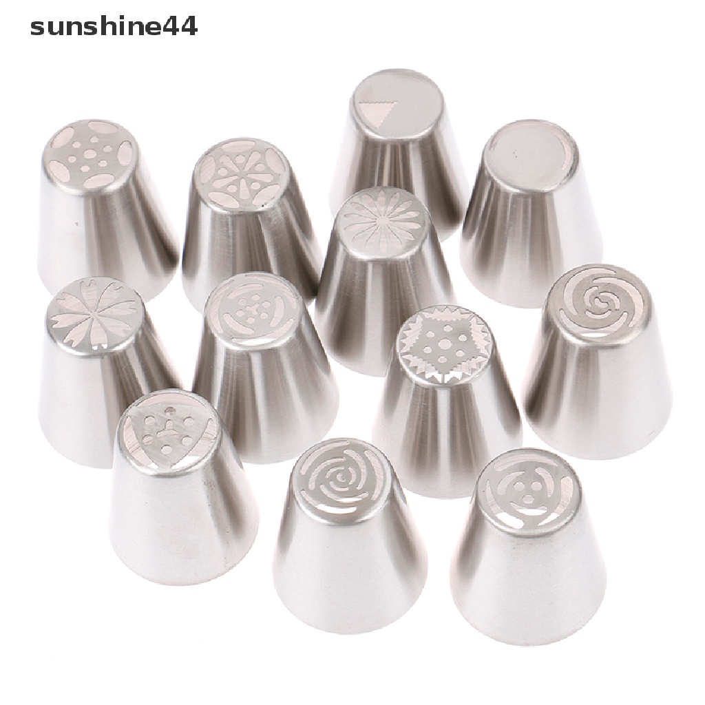 Sunshine Set Spuit Piping Rusia Bahan Stainless Steel Untuk Dekorasi Kue