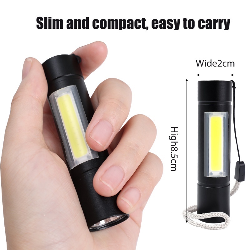 Lampu Senter LED Mini Portable Anti Air Tenaga Baterai Isi Ulang USB Untuk Outdoor / Hiking / Camping