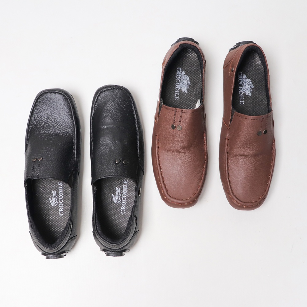 Sepatu Pantofel Pria Slip On Kulit Asli Street Walk Casual Formal Slop Cowo Keren Murah Promo Diskon Harga Terjangkau