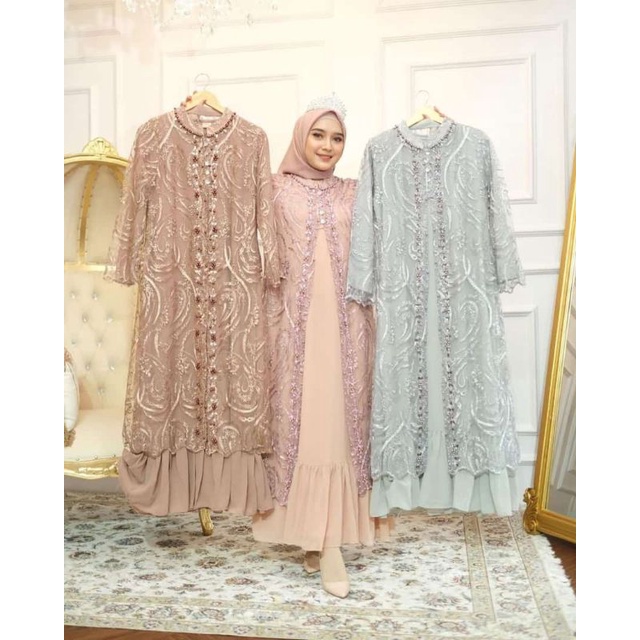 Gamis Cardigan Tule Payet Bordir Original Butik