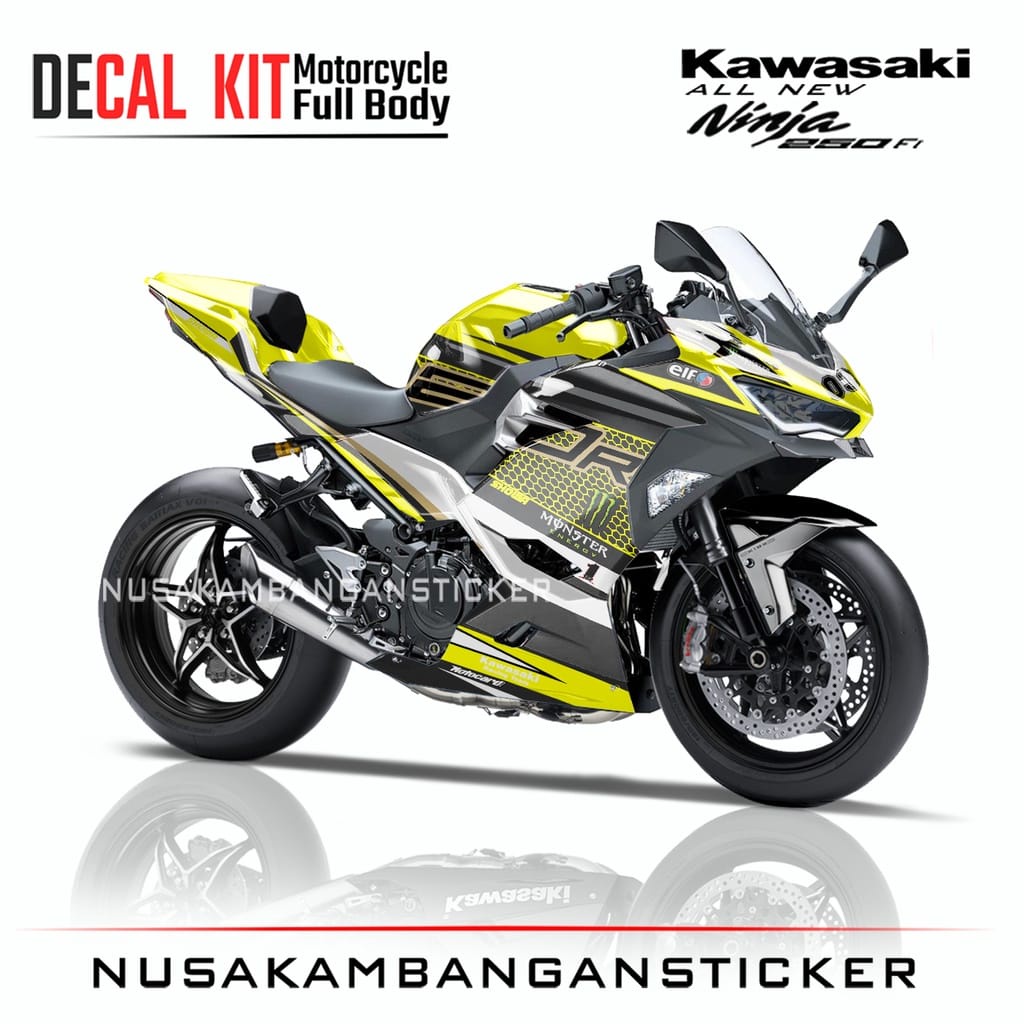 STIKER DECAL SEPEDA MOTOR KAWASAKI NINJA 250 FI ALL NEW FULL BODY WSBK KUNING GRAFIS RACING TEAM STI