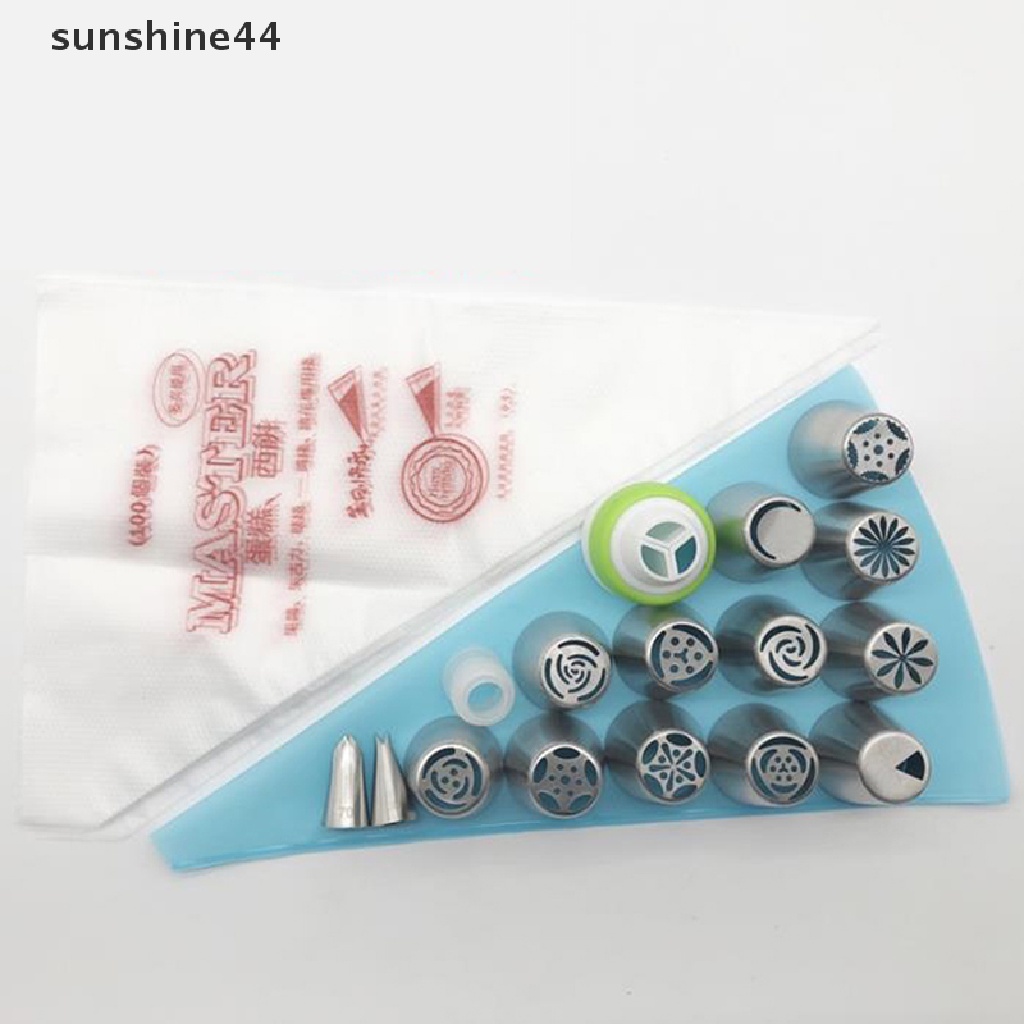 Sunshine 27pcs / Set Spuit Piping Rusia Bentuk Bunga Tulip Untuk Dekorasi Kue