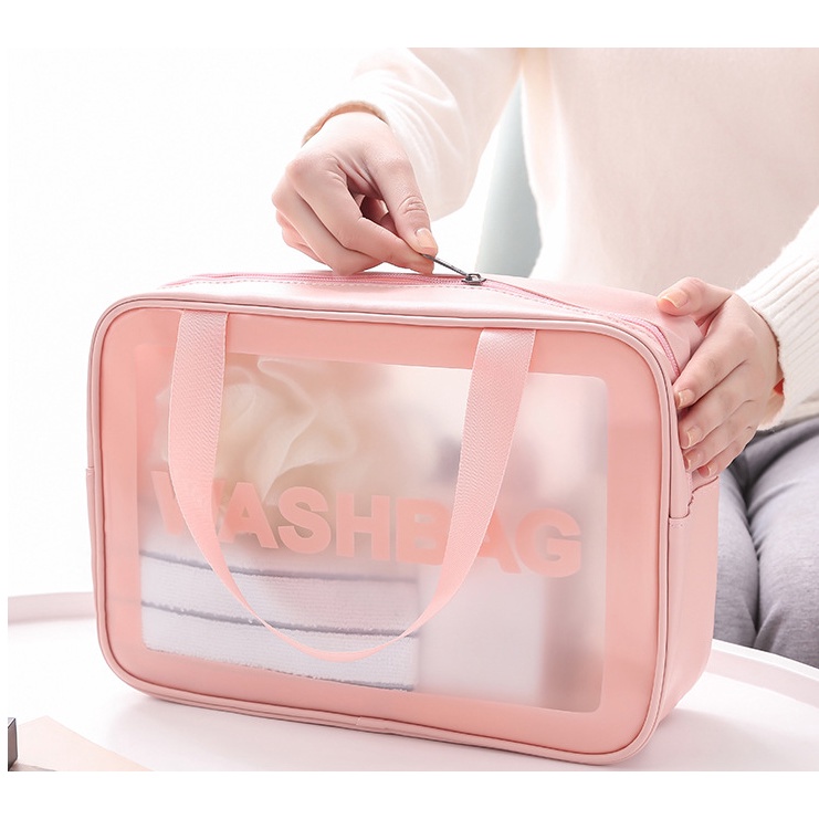 Tas Kosmetik Transparant Wash Bag  Waterproof Travel Make Up Bag