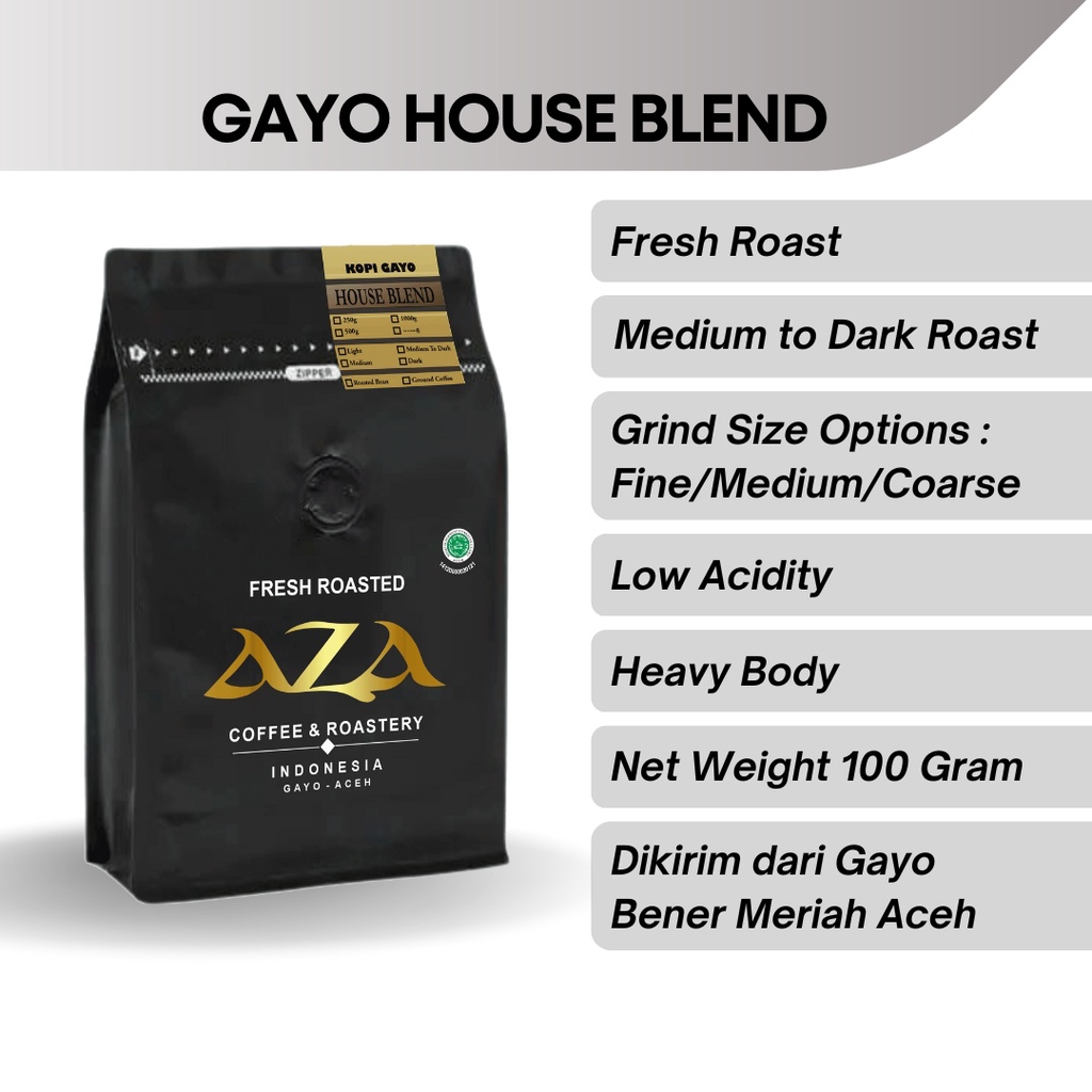 

Aza Coffee Kopi Susu Espresso House Blend Arabica Robusta 100g Single Origin Coffe Powder Bubuk Biji Roasted Beans