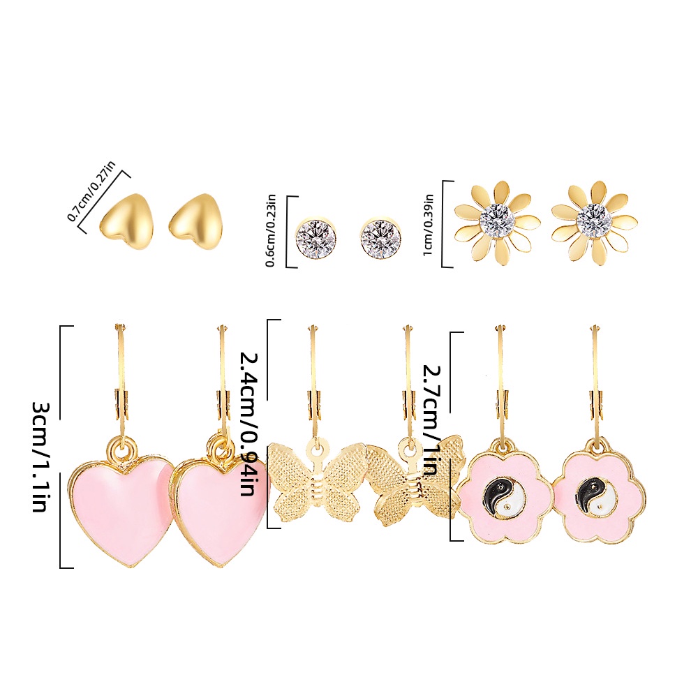 Set Anting Juntai Liontin Hati Warna Pink Gaya Korea Untuk Pengantin Wanita