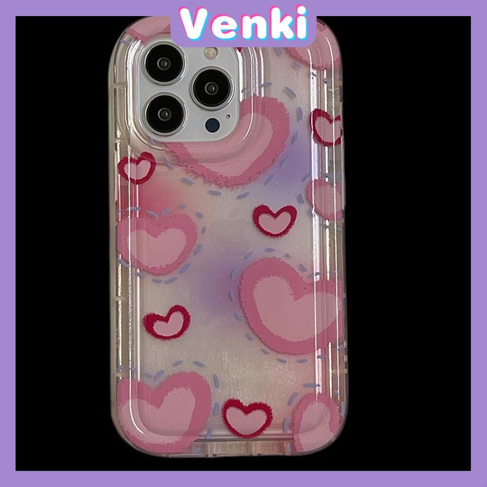 Case For iPhone 14 Pro Max TPU Soft Jelly Airbag Case Clear Pink Cute Hearts Case Camera Protection Shockproof For iPhone 14 13 12 11 Plus Pro Max 7 Plus X XR