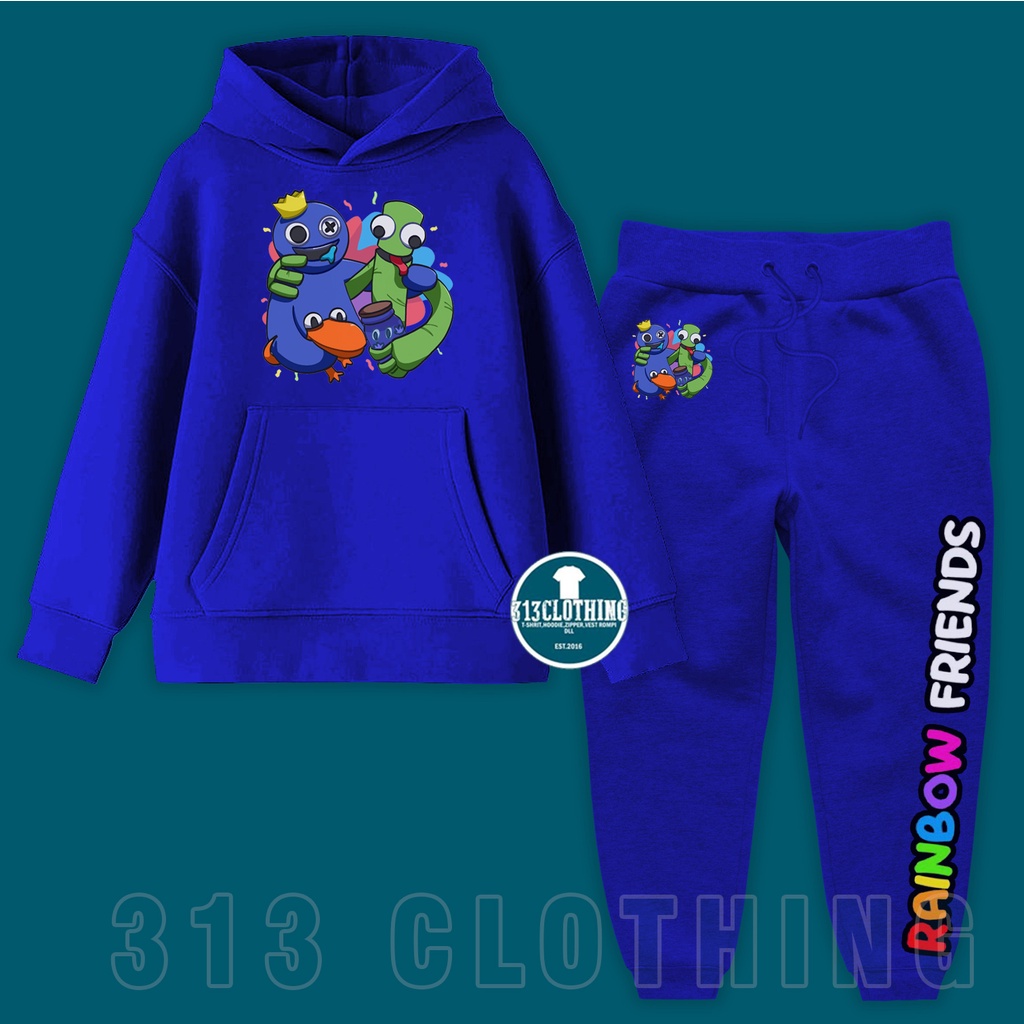 Setelan Anak Rainbow Friends Blue Hoodie Jogger Anak Rainbow Friends Set