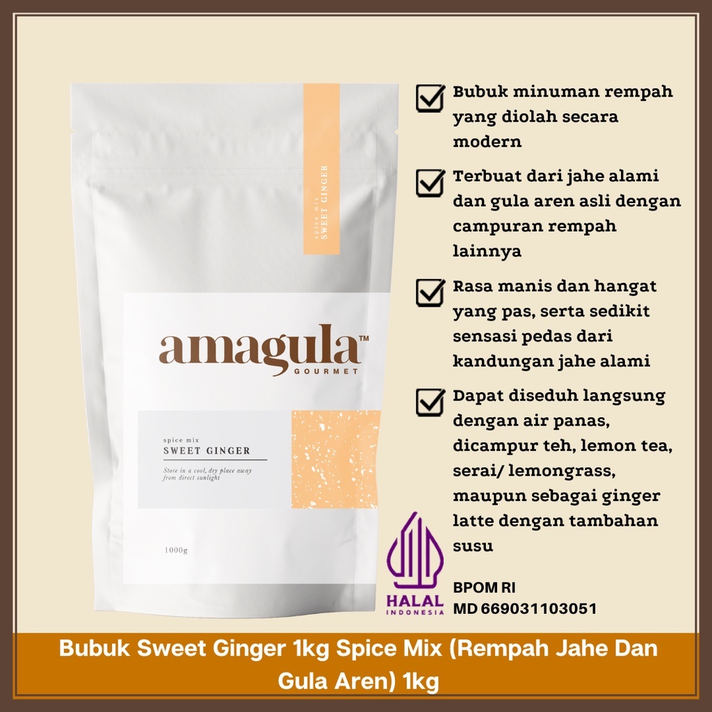 

BUBUK MINUMAN SWEET GINGER SPICE MIX/ REMPAH JAHE & GULA AREN UNTUK MINUMAN TRADISIONAL, CAMPURAN TEH DAN SUSU