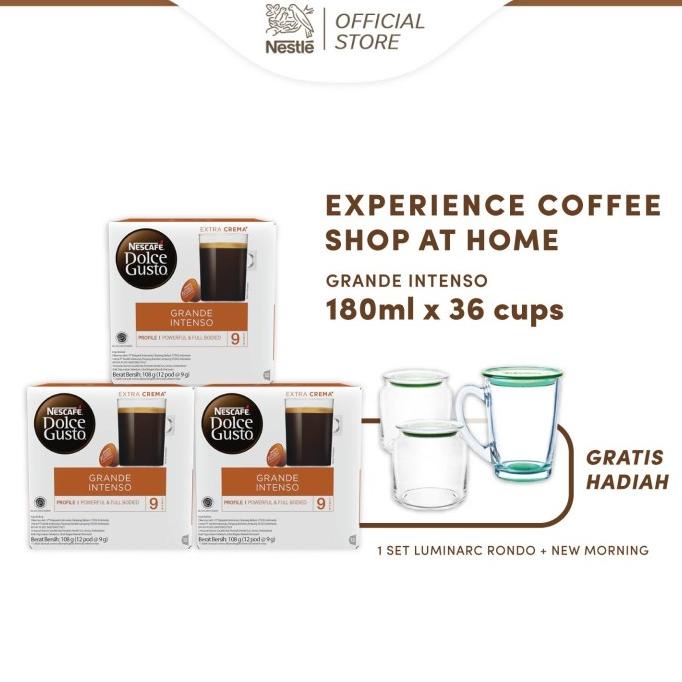 

Discount NESCAF Dolce Gusto Grande Intenso 3 box + Free 1 Set Luminarc Rondo /KOPI RUBE/KOPI KAPAL API/KOPI SLB/KOPI BUBUK/KOPI GOOD DAY