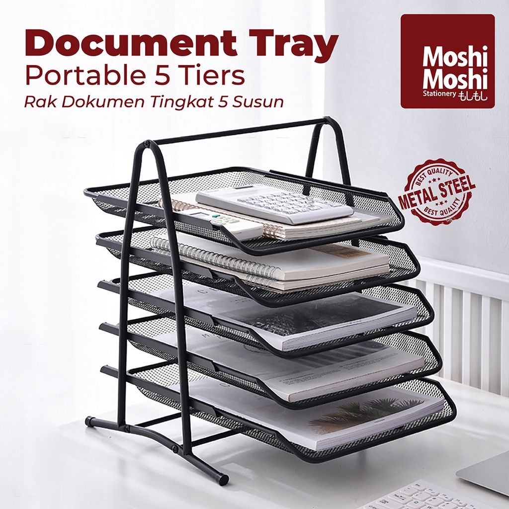 

Document Tray Desk Storage Foldable 5 Tiers Rak Kertas File Dokumen 5 Susun Jaring Besi