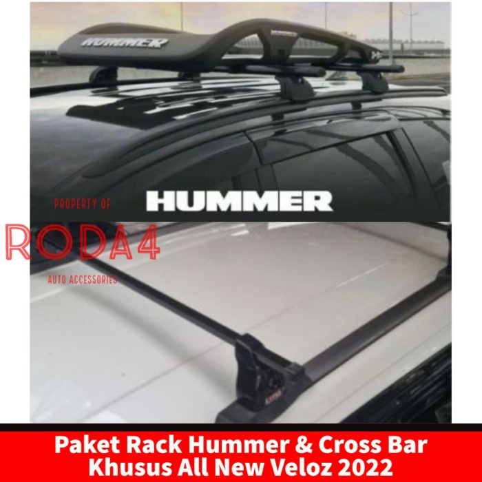 Paket Cross Bar Jepit Roof Rail dan  Roof Rack Hummer Mobil All New Veloz 2022 2021 - HUMMER KECIL