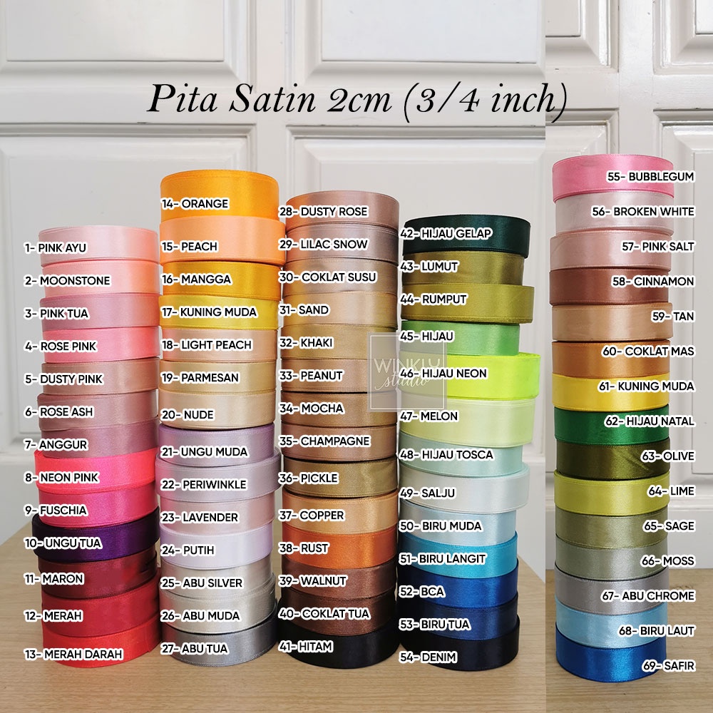 Pita Satin 2 cm / Pita 3/4 inch / Pita 20 mm / Pita Kado / Pita Hias