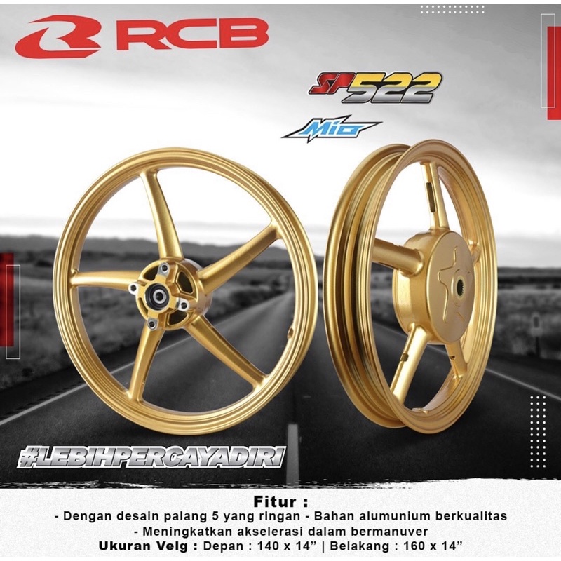 Velg Racing RCB Sp522 160/140-14 Ring 14 Velg Set depan belakang alloy RCB Racing boy sp522 palang 5