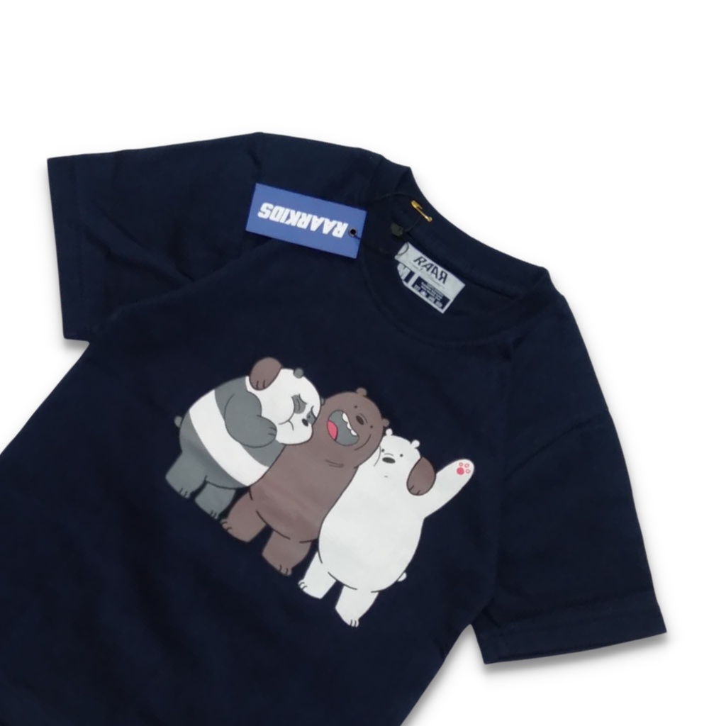 Raarkids - Baju Kaos Anak Laki Laki | Atasan Anak Perempuan Motif Bare Bears Umur 2 11 Tahun Warna Navy