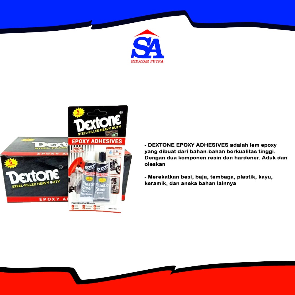 

Dextone Lem Besi Epoxy Plastic Steel 5 menit 48 gram - Lem Perekat Besi Baja Kayu Plastik stil 48gr