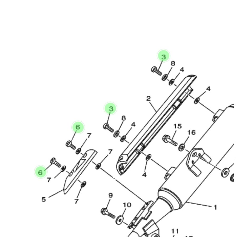 NO 3 DAN 6 BAUT TAMENG COVER PELINDUNG KNALPOT JUPITER Z 110 2003-2009 BURHAN ORI YAMAHA