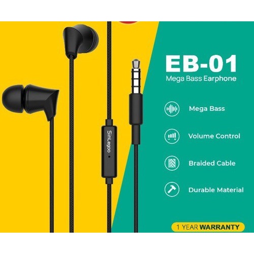 SinLegoo EB-01 Headset Mega Bass Earphone Braided Kabel Stereo Handsfree
