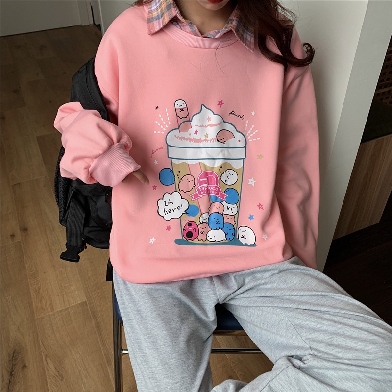 Sweater Puni MilkTee Wanita Korean Style Oversize L - XL - XXL - XXXL Model Lucu