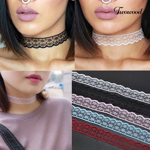 Kalung Choker Bahan Lace Motif Bunga Gaya Retro Boho Gothic Punk Untuk Wanita