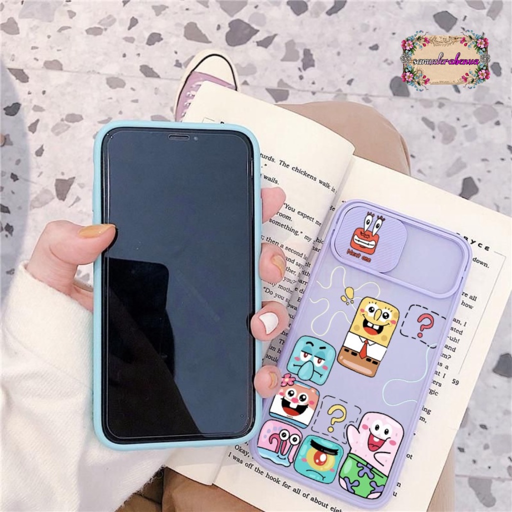 SS120 SOFTCASE SLIDE SPONGEBOB SAMSUNG  A10S MO1S A20 A30 A20S A21S A31 A51 A52 A50 A30S A50S A12 M12 J6+ A03 CORE  A02 M02 A70 A71 A72 A53 SB4477