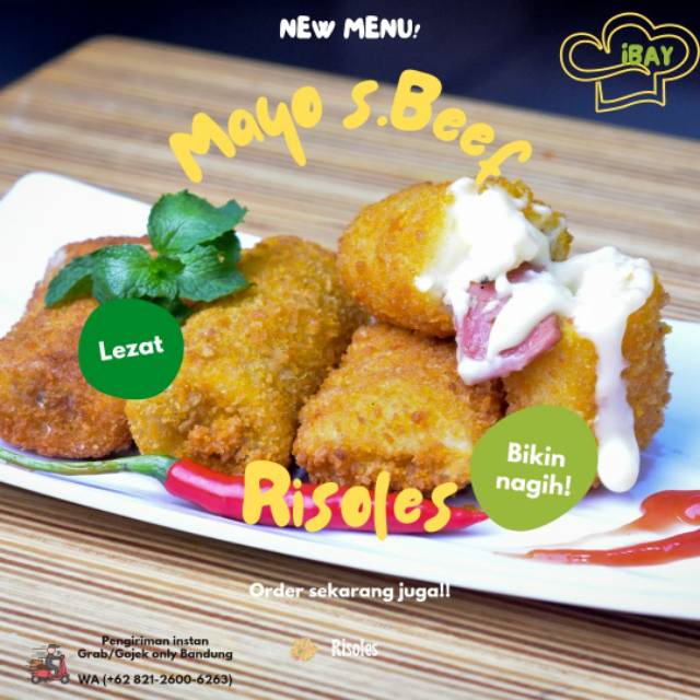 

RISOLES FROZEN IBAY|MAYO S. BEEF|Isi 6 khusus Grab/Gojek only Bandung