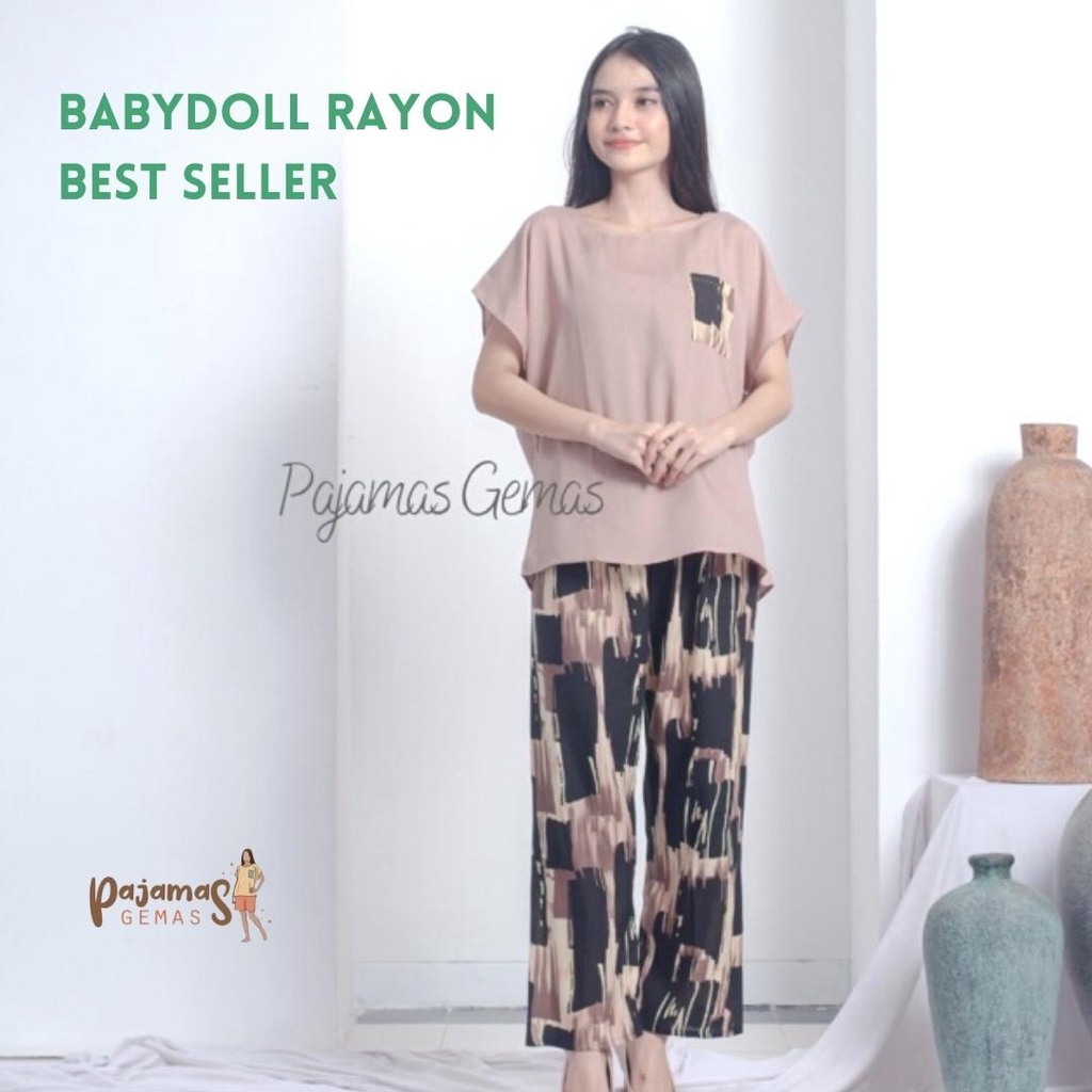 BABYDOLL RAYON CELANA PANJANG STANDAR (PILIH MOTIF)/ SETELAN PIYAMA WANITA