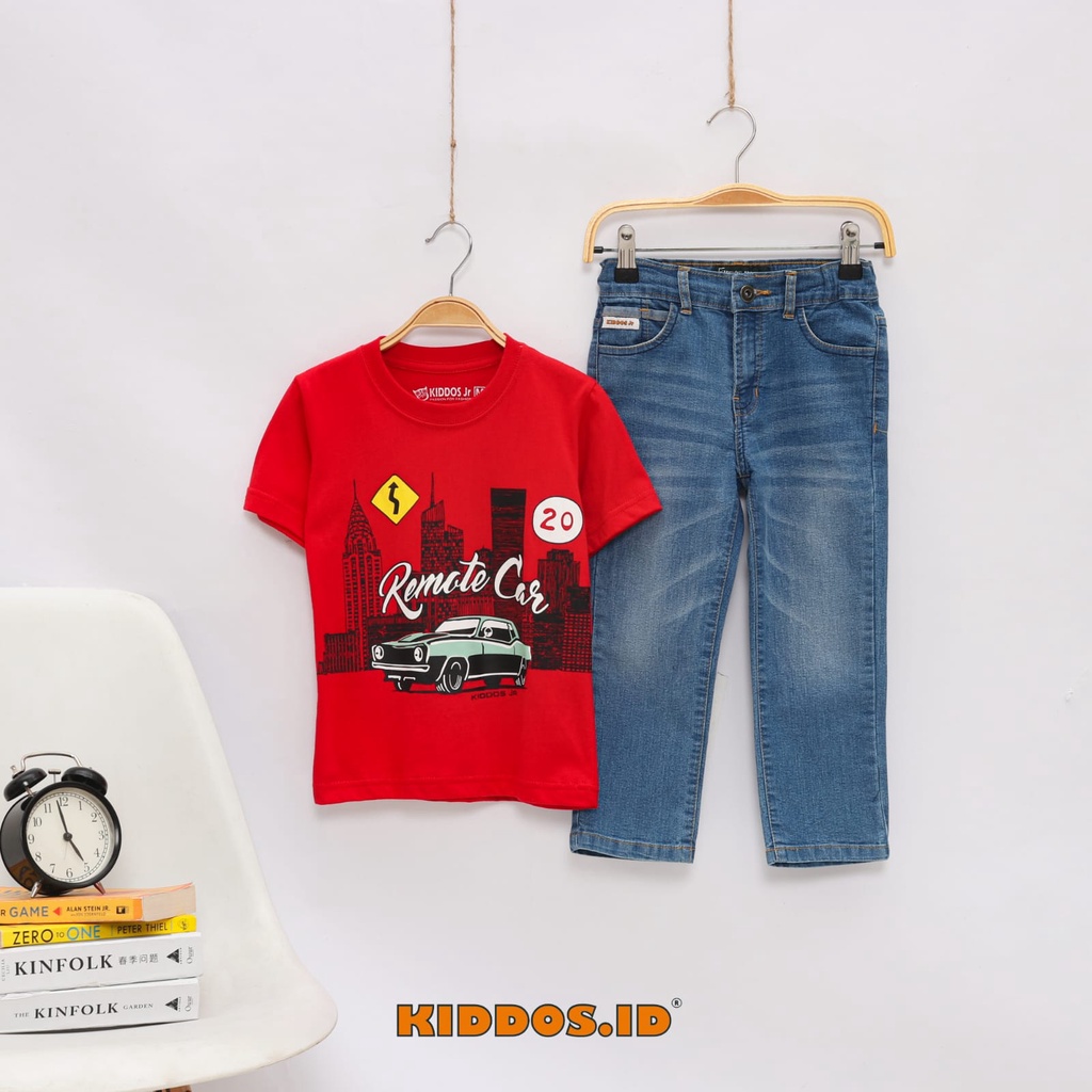 Setelan Kaos Anak / Celana Panjang Denim Anak Laki Laki REMOTE CAR