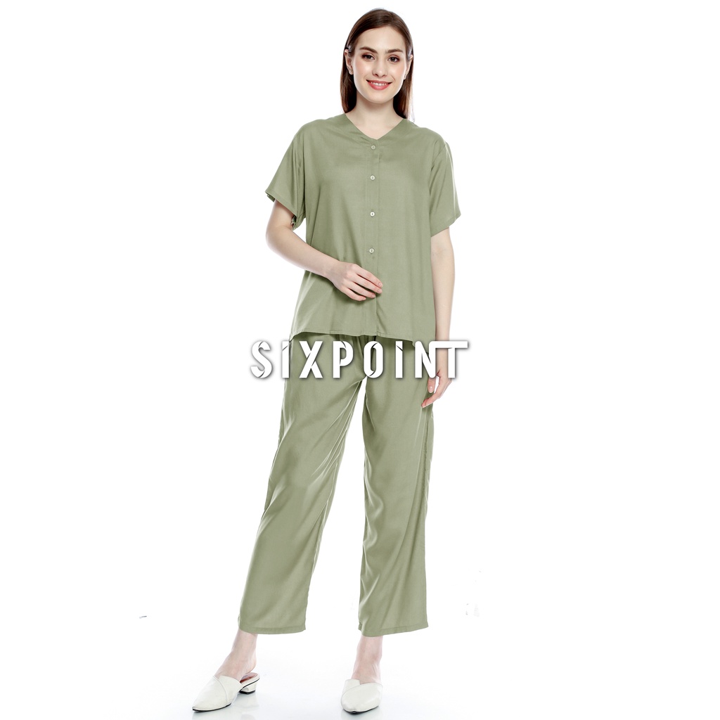 L XL XXL XXXL LD 100 110 120 130 Defin Oneset Rayon Polos Celana Panjang Aneka Warna Setelan Piyama Standar Jumbo Sleep Wear Original SIXPOINT