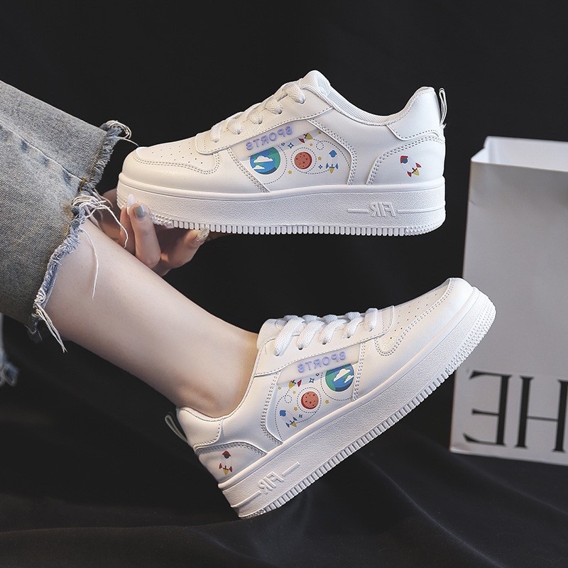 AVANCEID JINNIE LAURA Sepatu Sneakers Wanita Korea Simpel Polos Putih Import