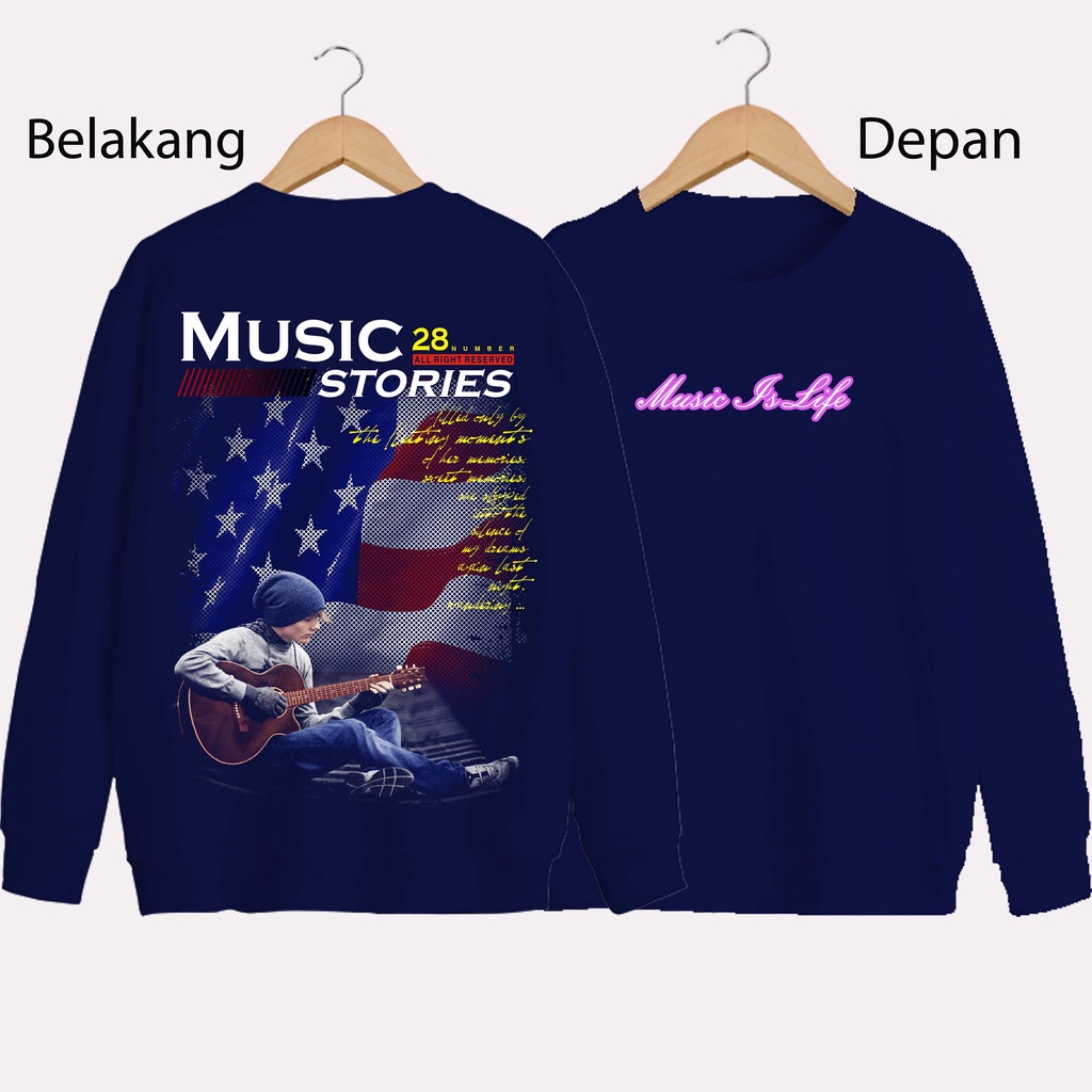 SWEATER UNISEX DB MUSIC 28 STORIES PRIA DAN WANITA SWEATER JUMBO