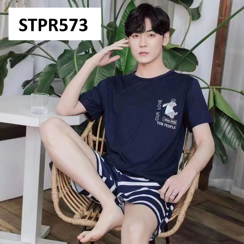 Baju Tidur Pria Lengan Pendek Celana Pendek Motif Polos