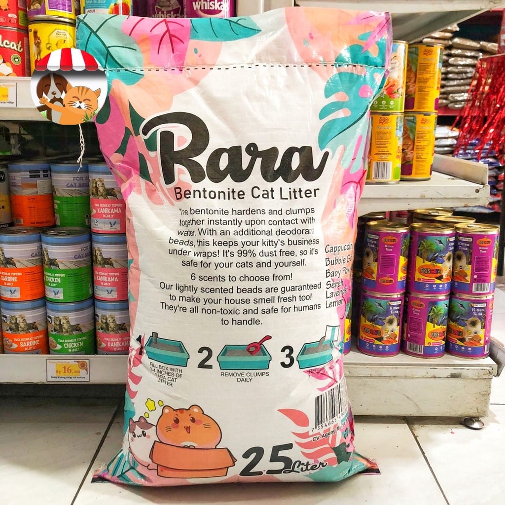 Pasir Gumpal Wangi Pasir Kucing Rara 25 Liter Bentonite Cat Litter