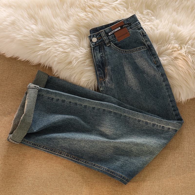 ✅COD New Biru Retro Import High Waist Celana Jeans Panjang Wanita kulot