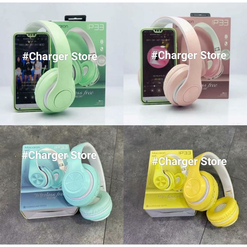 Headphone Bluetooth Bando Macaron P33 / Headset Wireless Macaron Bando