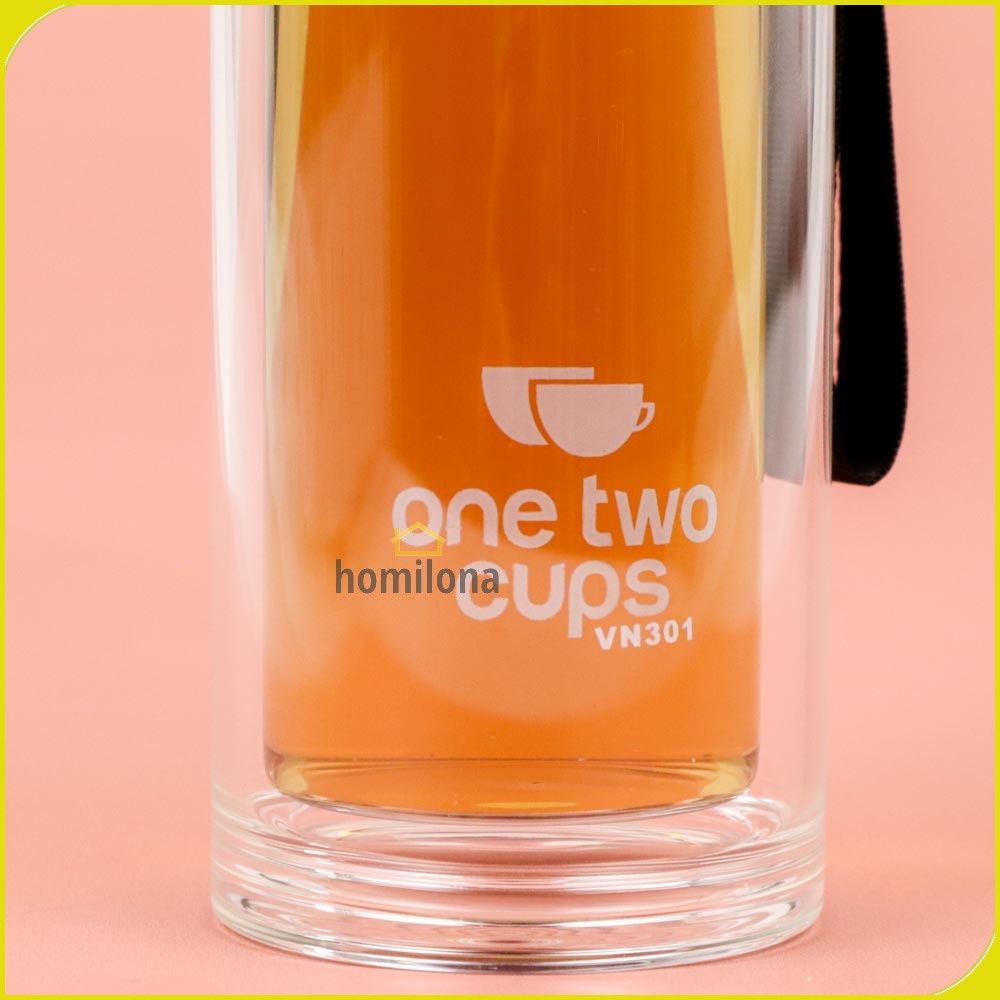 Botol Minum Double Layer Portable Tumbler Tea Separation Cups 400 ml One Two Cups VN301 Black