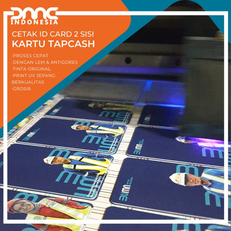Cetak id card emoney 2 sisi Kartu Tapcash Custom Cepat Berkualitas