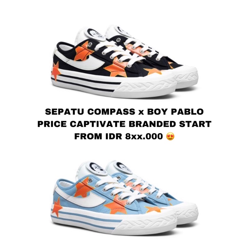 Sepatu Compass x Boy Pablo Low Black Baby Blue  / Sepatu Compass FR2 Smoking Kills Retrograde Low FR