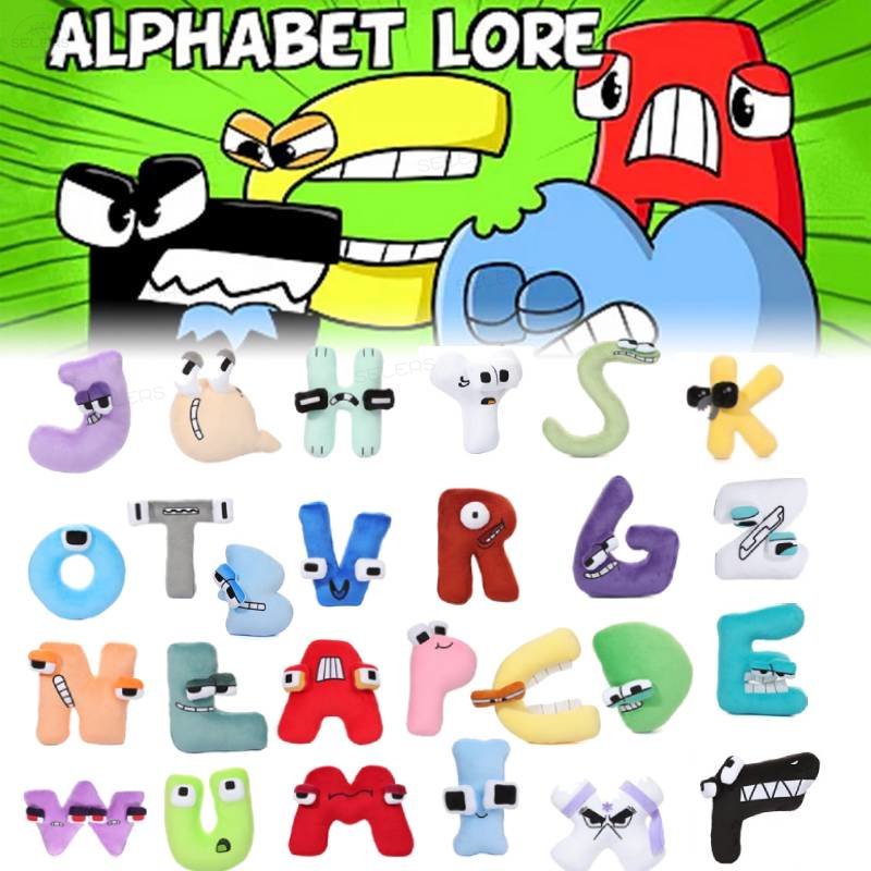 Alphabet Lore Boneka Kartun Mainan Alphabet Stuffed Plush Toy 26 Huruf A-Z Untuk Edukasi Anak Pra Sekolah Hadiah Natal Ulang Tahun