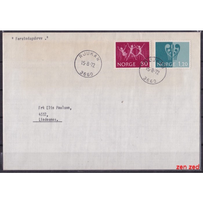 

A197 Perangko FDC SHP Norwegia 1972 Youth and freedom 1 Pcs