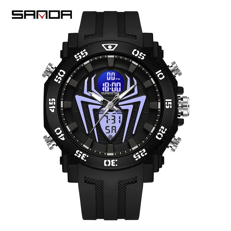 SANDA 6111 Jam Tangan Pria Digital Analog Tali Rubber Chronograph Anti Air WATCHKITE WKOS