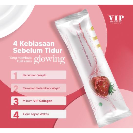 VIP Collagen Drink 1 Box (20 Sachet) Minuman Premium Kolagen Colagen Pencerah Pelembab Kulit Wajah Sehat Cantik Glowing Original 100% Official