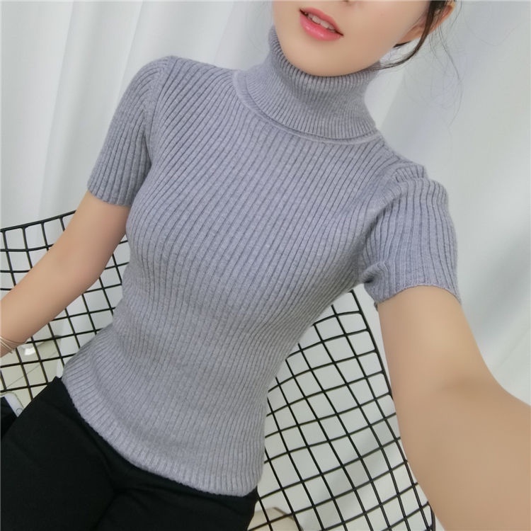 CS022 TURTELNEK RAJUT WANITA TANGAN PENDEK