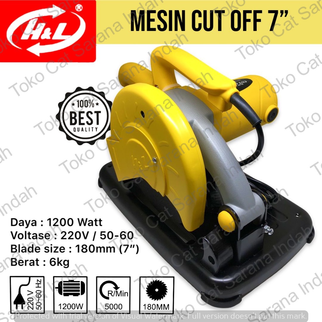 MESIN CUT OFF 7" HNL PRO 7 Inch Alat Potong Besi H&L 180mm 1200 Watt